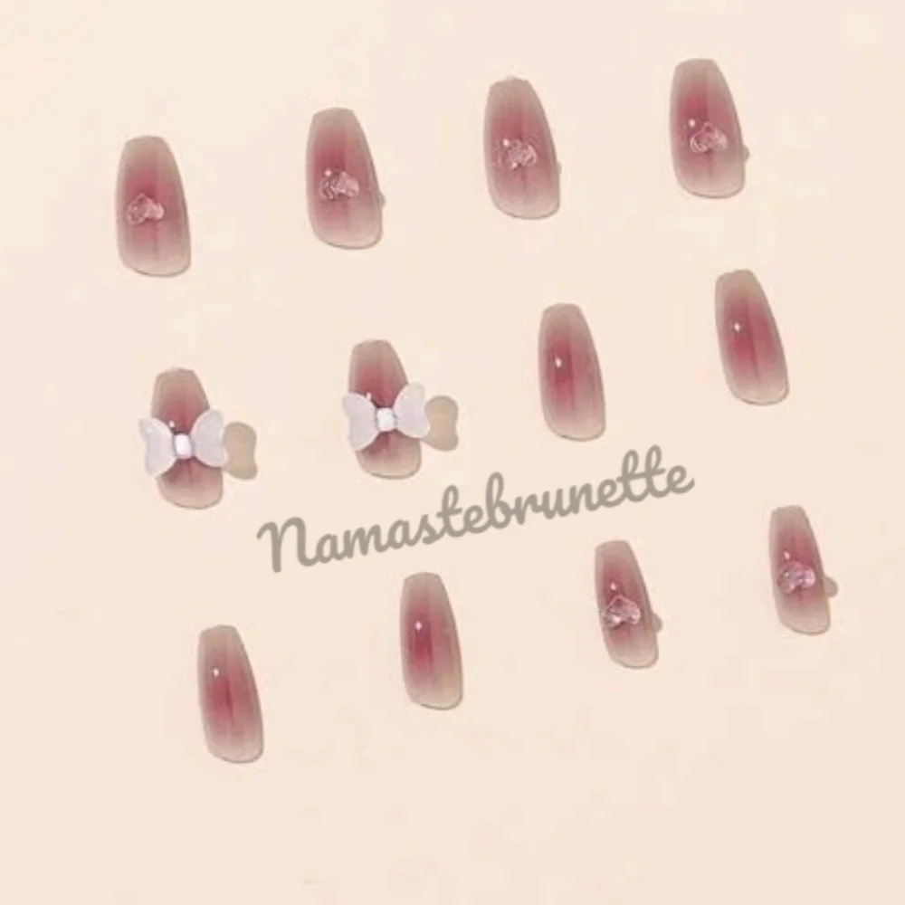 2/$16 Hearts & Bows Coffin Press On Nails